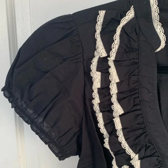 Odille Black and White Ruffled Blouse - Picture 4 of 9